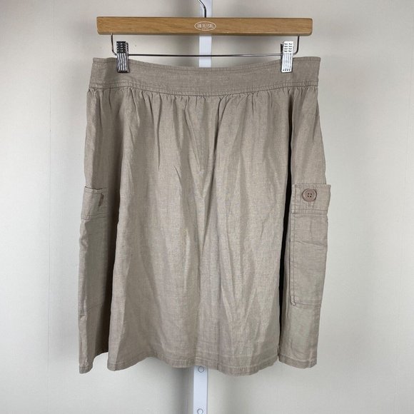 Alain Manoukian 100% Linen Blend Skirt Tan Button Front Pockets EUR 36 US Small - Picture 5 of 7